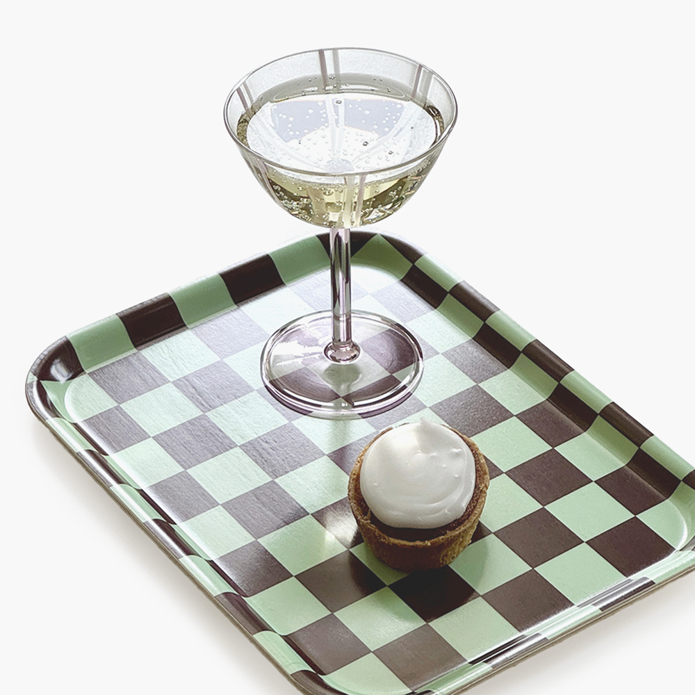 Mint/Chocolate  CHECKER Bricka - 27x20 cm  - 2