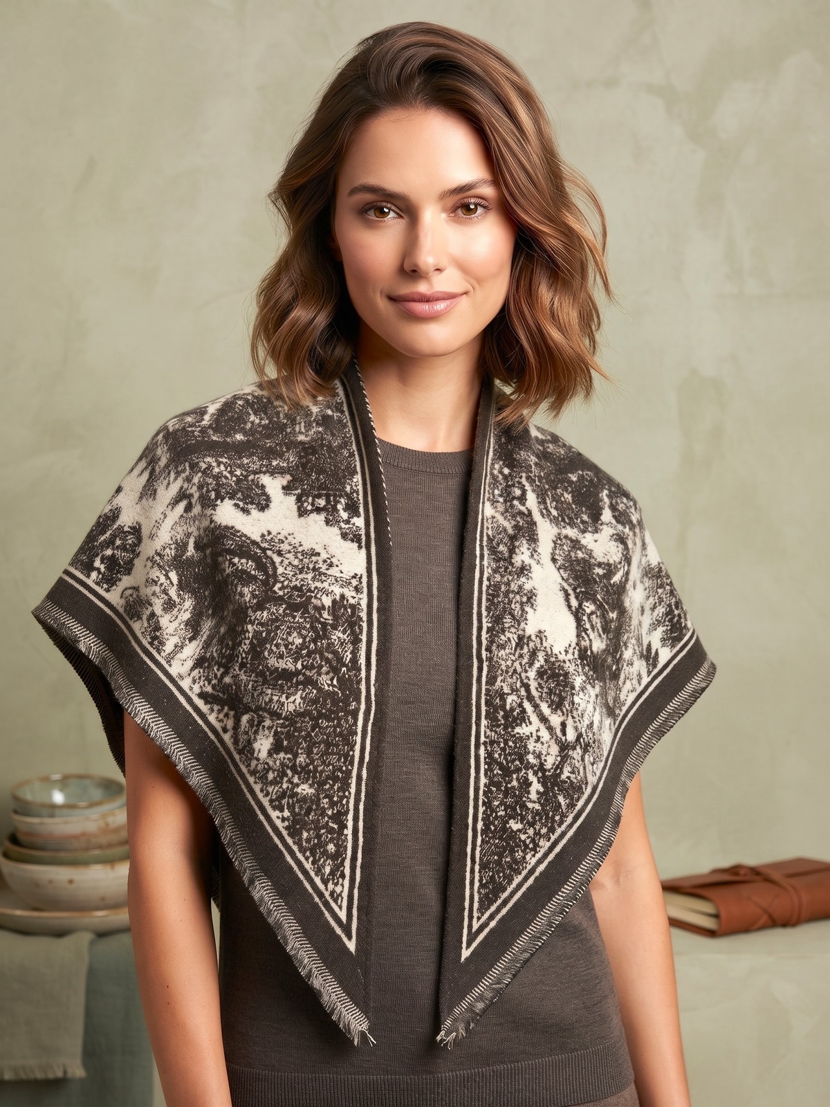 Scarf triangle khaki - 2