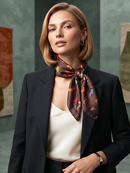 Scarf mini dogs brown