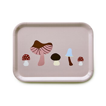 'Mushroom Family'  Bricka - 27x20 cm - Beige