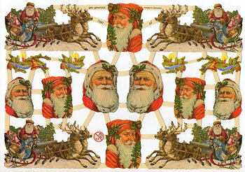 Gammaldags bokmärken - Jultomtar och rensläde