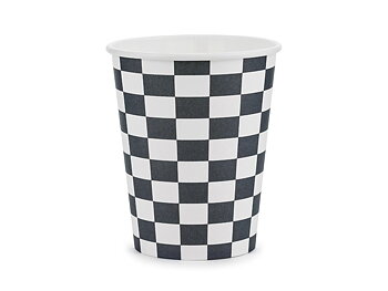 Svartvita pappersmuggar Racing 220 ml 6-pack