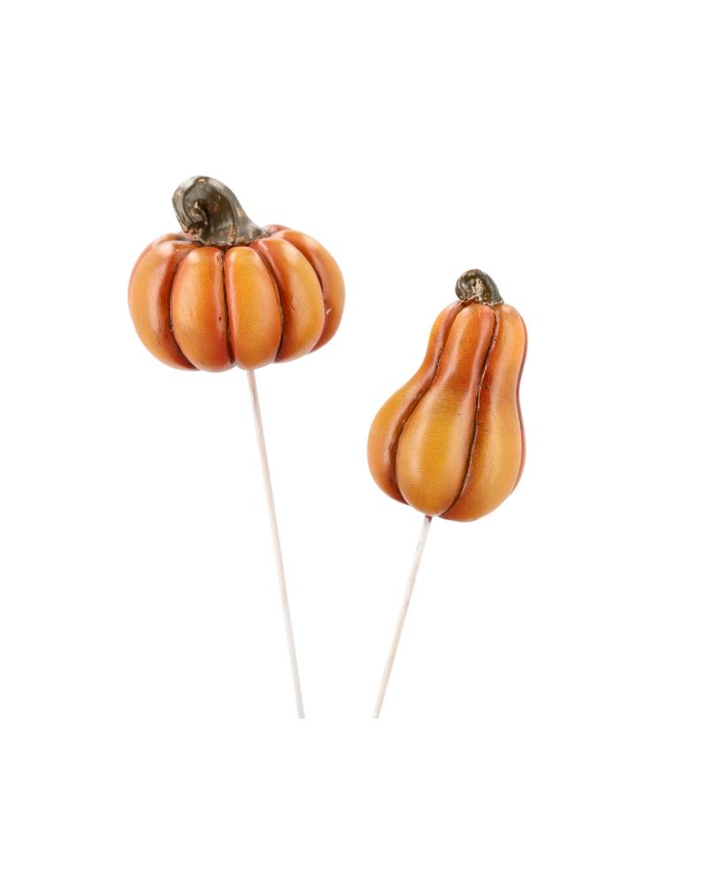 Dekorationspumpa på pinne Orange 2-pack – A Lot Decoration