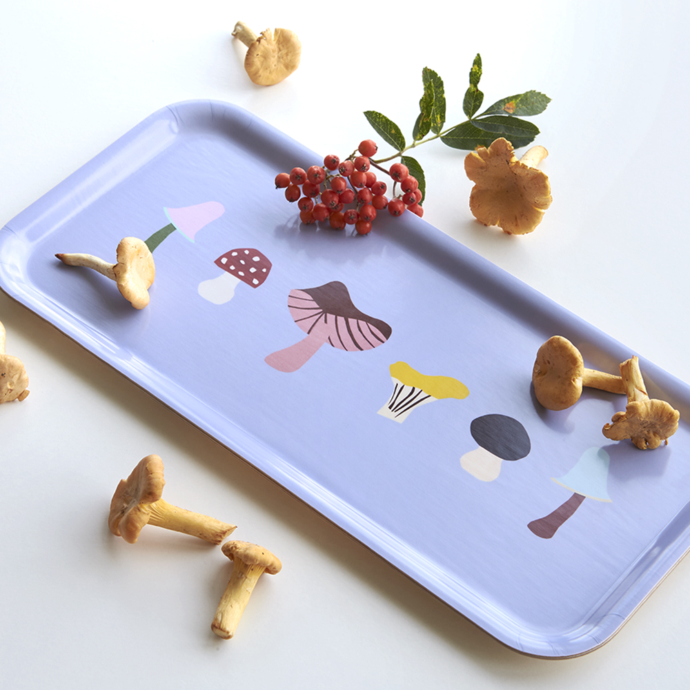 'Mushroom Family'  Serving Tray - 32x15 cm - Dove - 2