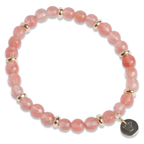 Pearls for Girls armband rosa jade och svart metall