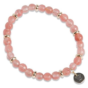 Pearls for Girls armband rosa jade och svart metall