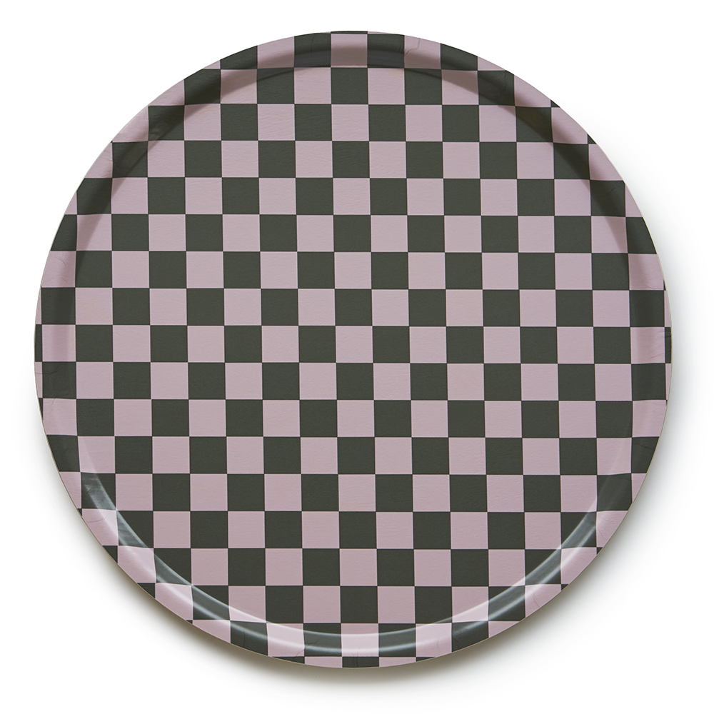 Olive  CHECKER  Rund Bricka - 45 cm