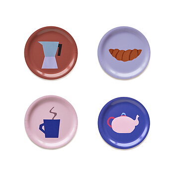 'Coffee & Tea'  Set med 4 Glasunderlägg - 11cm