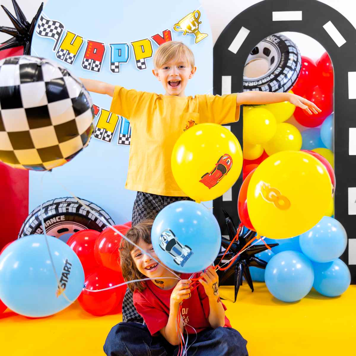 Racingballonger som dekoration till racingkalas och bilkalas