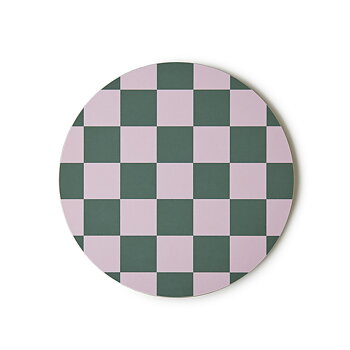 Runt Checker Grytunderlägg - 21cm - Pink/Moss