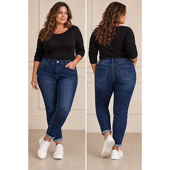 Stretchjeans med fickor, blå 