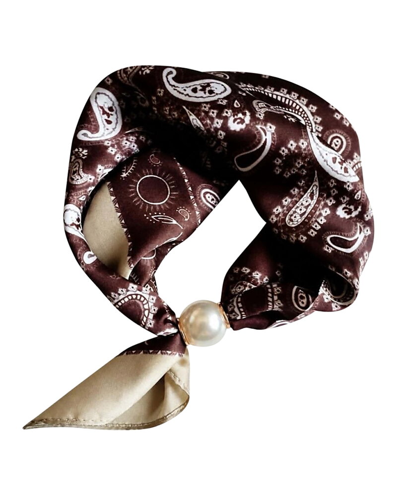 Scarf Chloe med magnet paisleymönstrad brun/offwhite