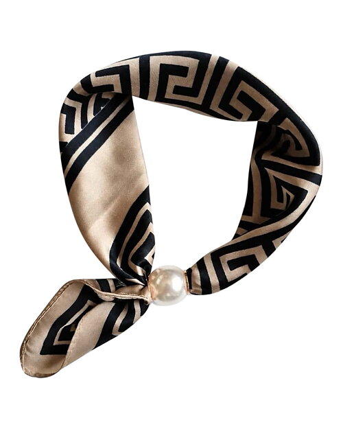 Scarf Chloe med magnet grafiskt mönstrad beige/svart