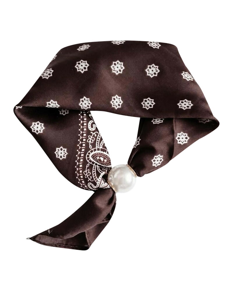 Scarf Chloe med magnet mönstrad chokladbrun/vit