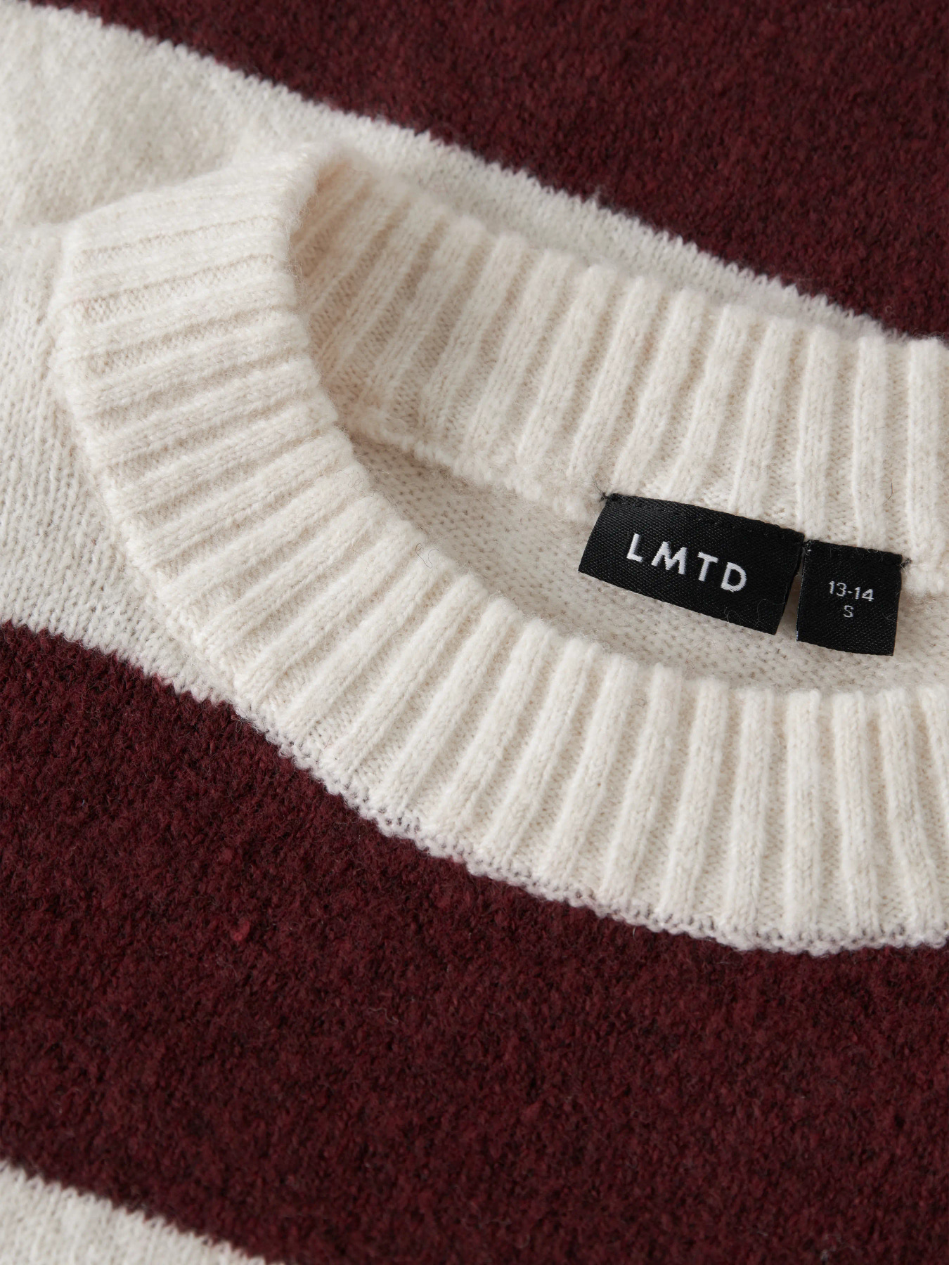 NLFBYNTHE STRIPE LS SHORT KNIT NOOS Fig White - 4