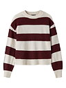 NLFBYNTHE STRIPE LS SHORT KNIT NOOS Fig White
