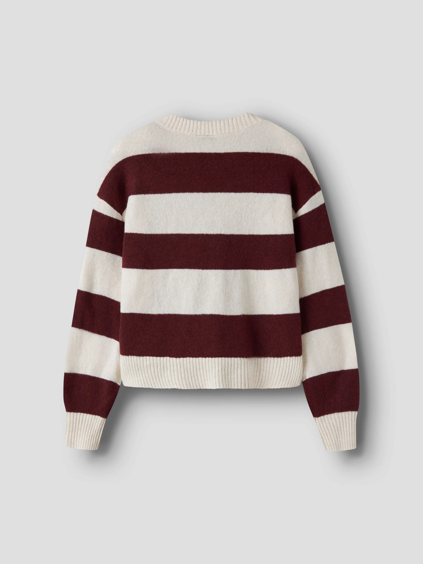NLFBYNTHE STRIPE LS SHORT KNIT NOOS Fig White - 3