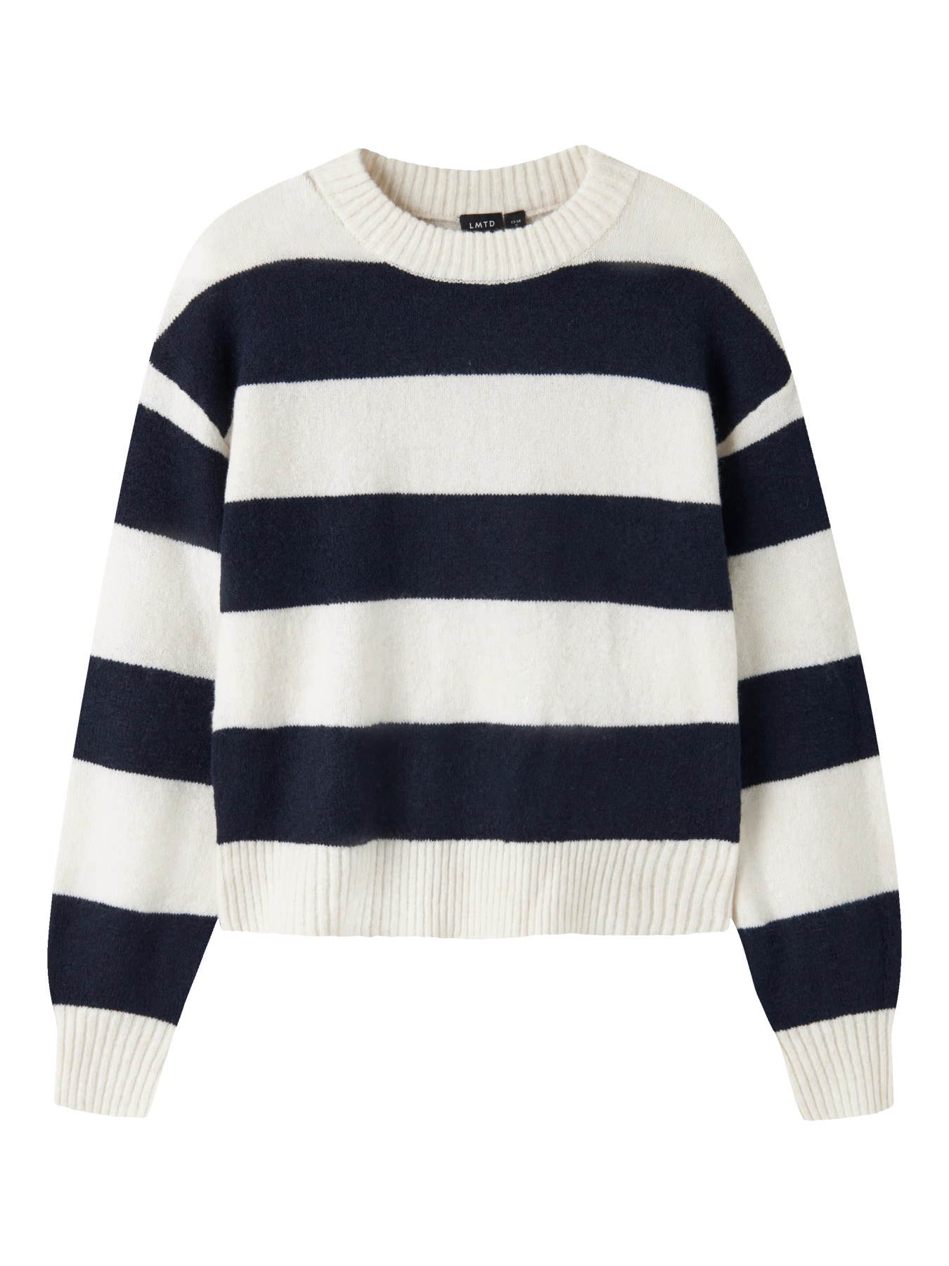NLFBYNTHE STRIPE LS SHORT KNIT NOOS Dark Sapphire White