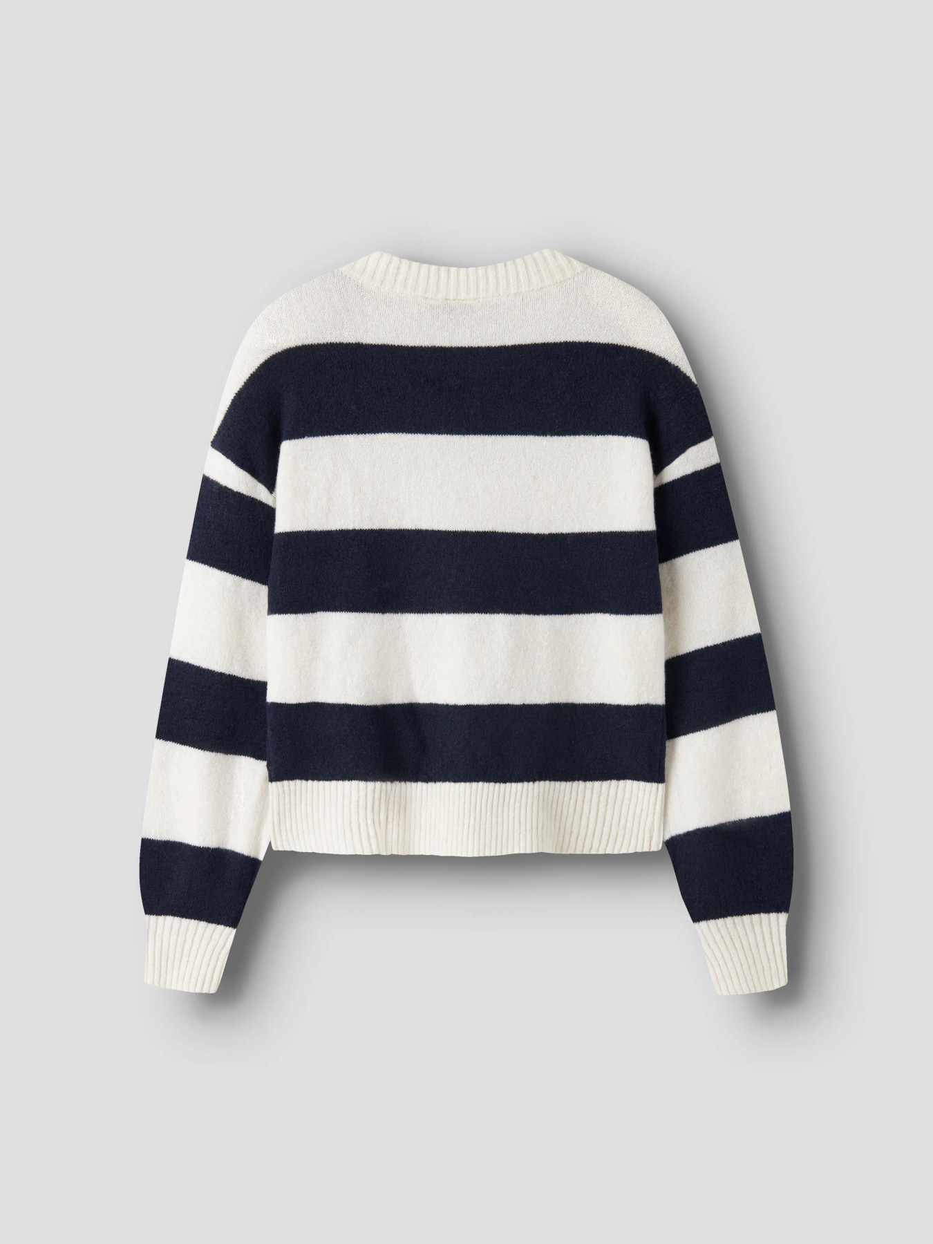 NLFBYNTHE STRIPE LS SHORT KNIT NOOS Dark Sapphire White - 3
