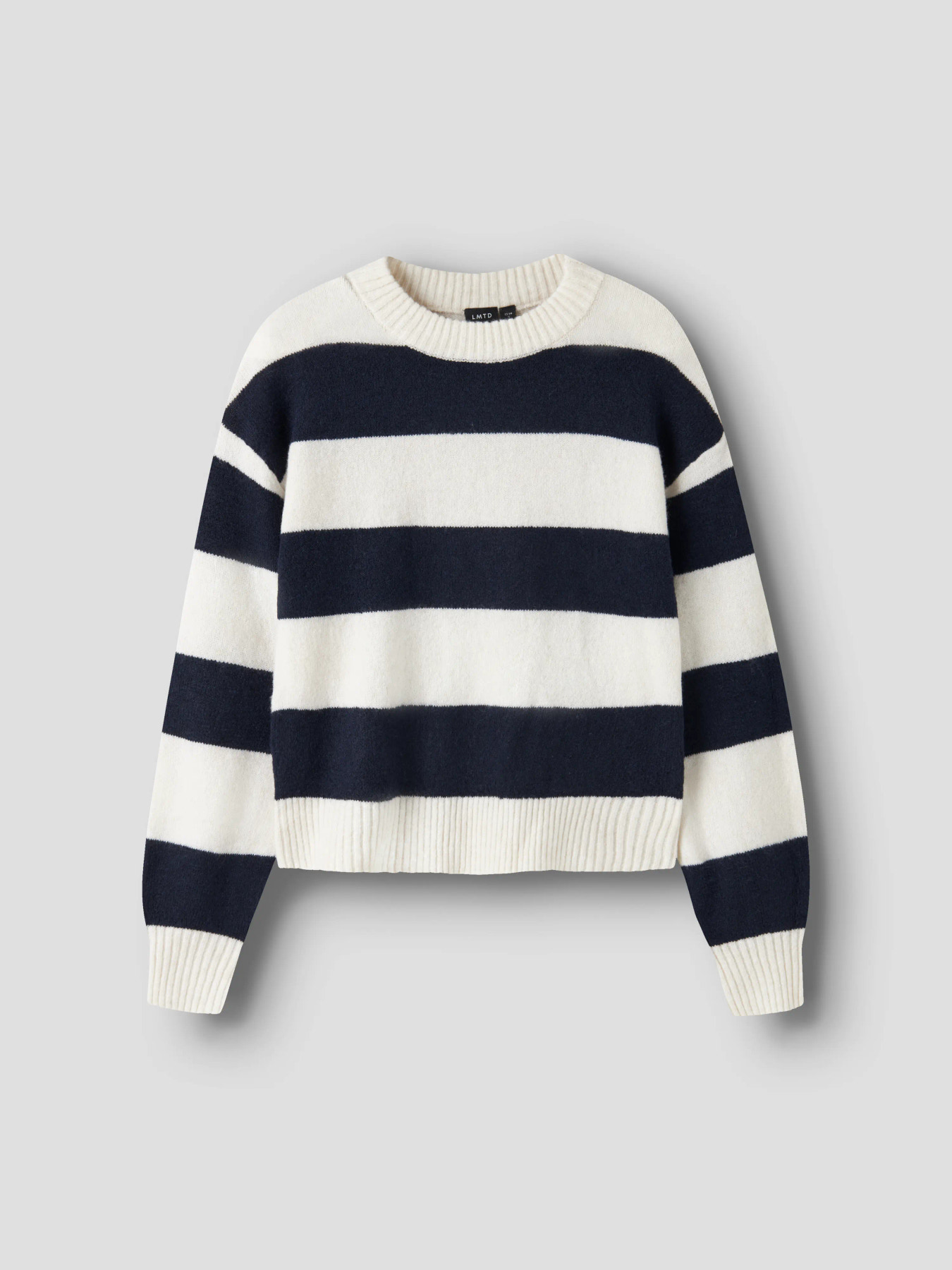 NLFBYNTHE STRIPE LS SHORT KNIT NOOS Dark Sapphire White - 2