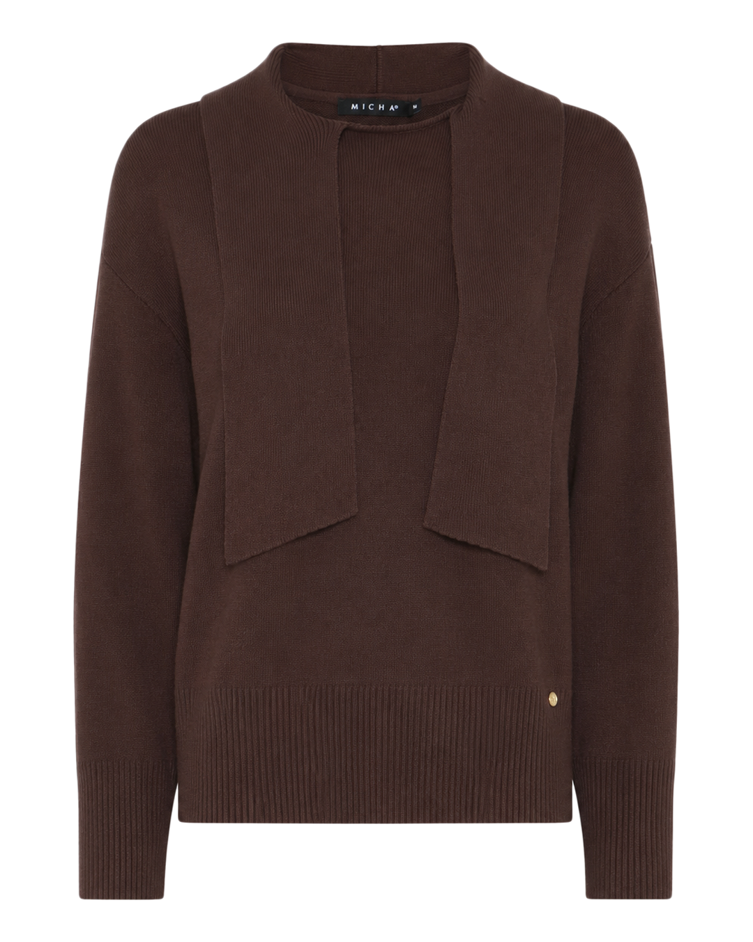 Jumper med knutkrage brun