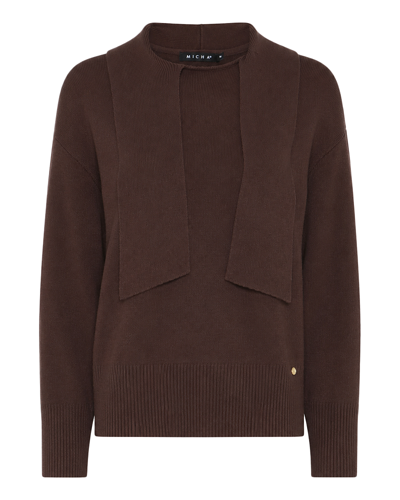 Jumper med knutkrage brun