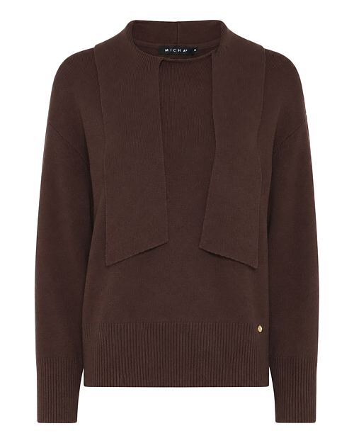Jumper med knutkrage brun