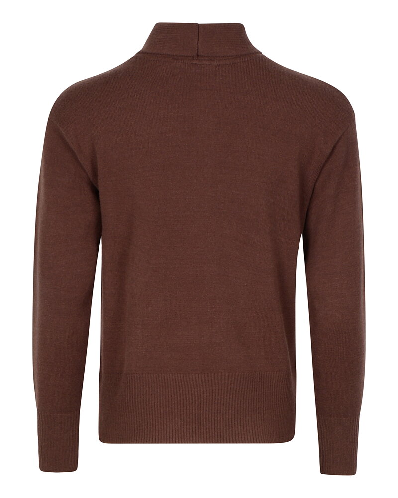 Jumper med knutkrage brun