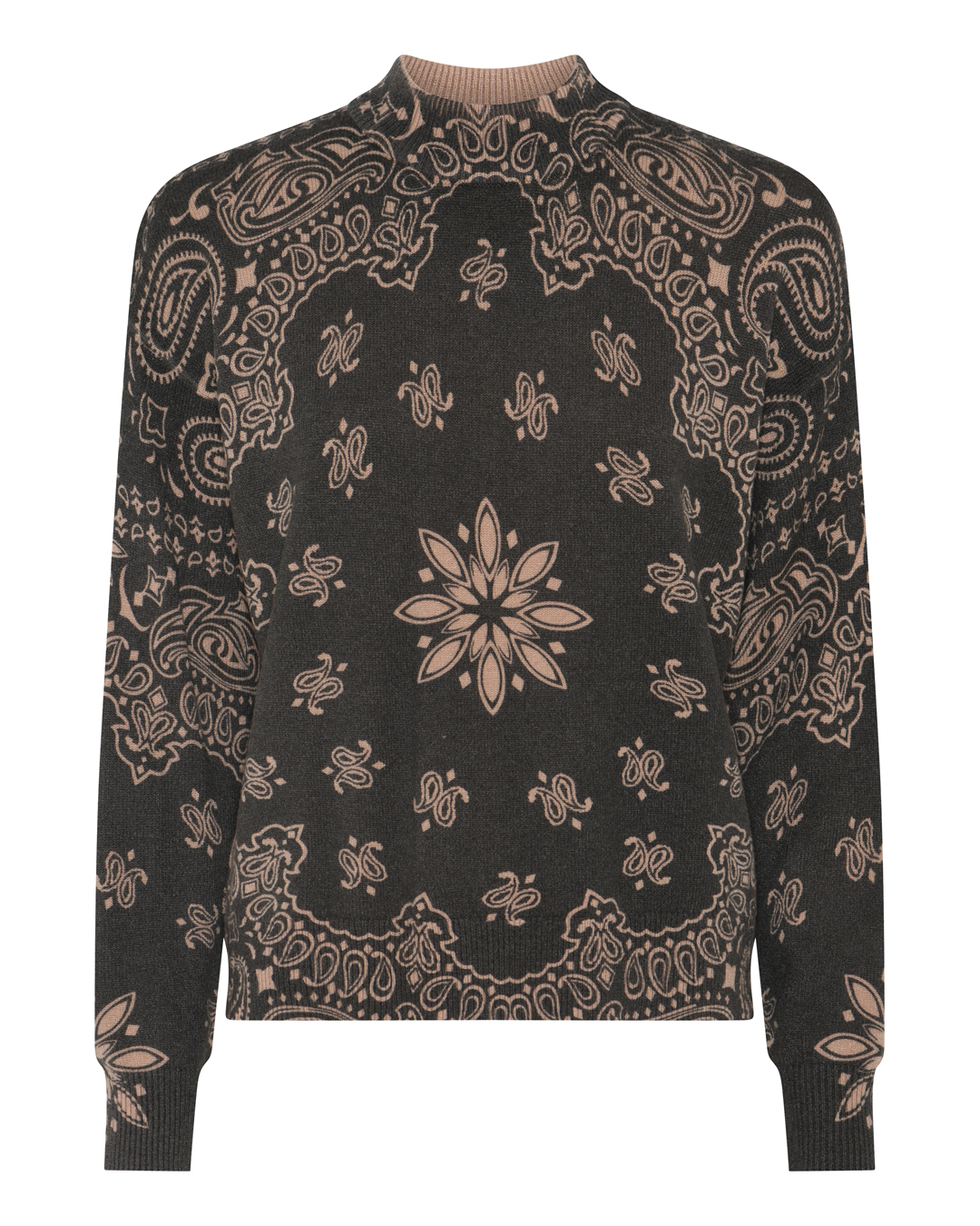 Jumper hög hals mönstrad beige/brun