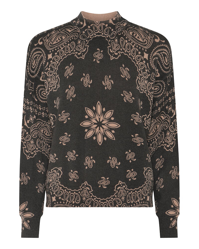 Jumper hög hals mönstrad beige/brun