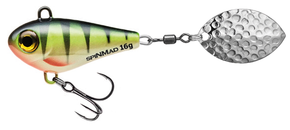 SpinMad Jigmaster 16 g är ett kompakt och effektivt spinnertail med tydlig gång och bra vibrationer i vattnet. Perfekt för aktivt fiske efter abborre, gädda och asp.