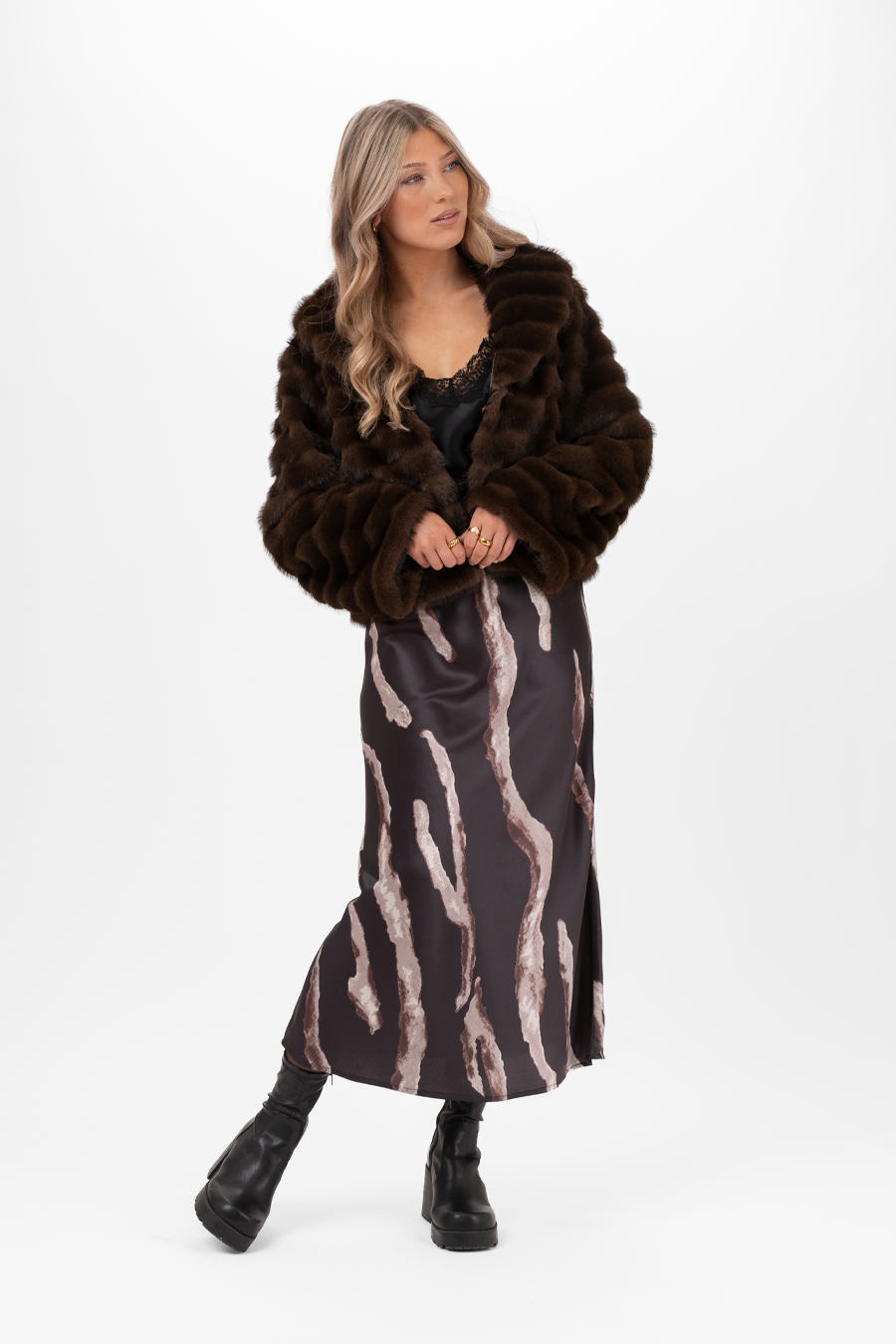 Capri Collection Hera Skirt Black/Sand /Coffee