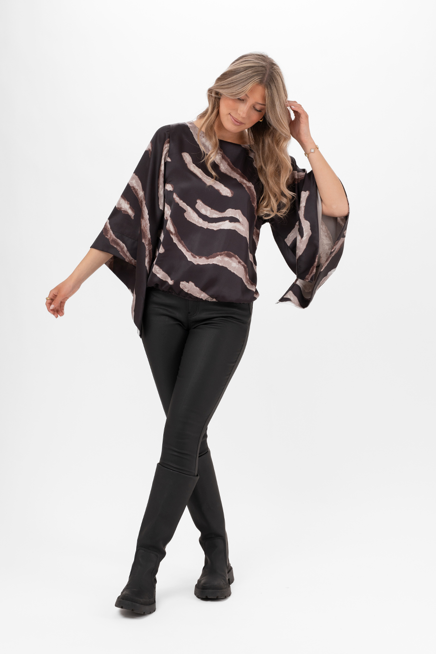 Capri Collection Hera Blouse Black/Sand/Coffee - 4