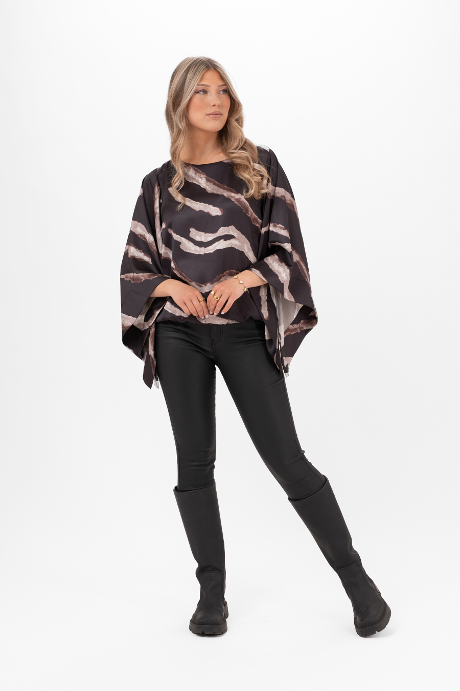 Capri Collection Hera Blouse Black/Sand/Coffee - 6