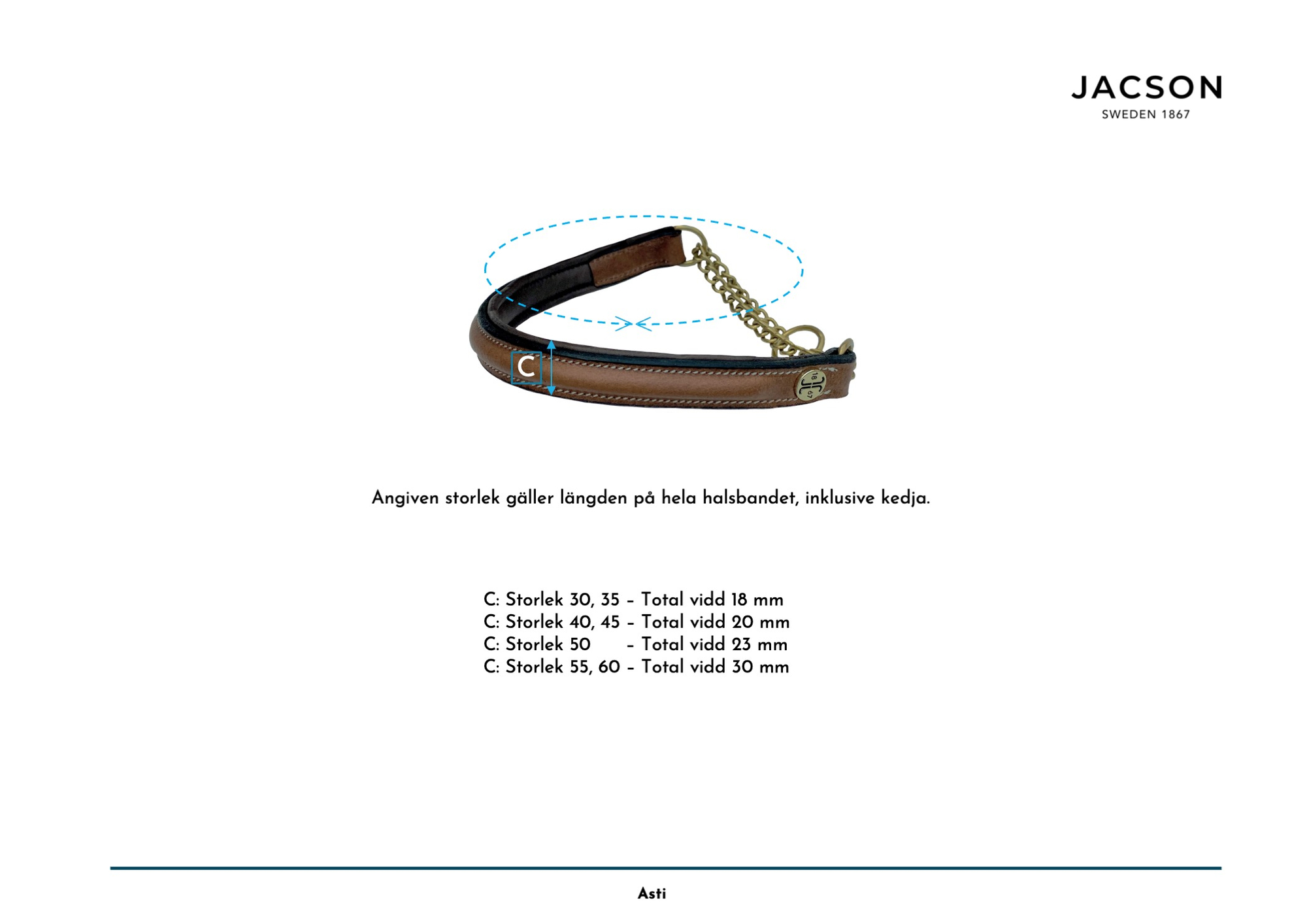 Jacson Asti Hundhalsband Halvstryp Brun  - 5
