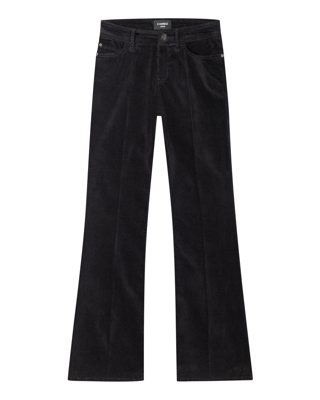 Sammetsbyxa Paris flared carbon svart