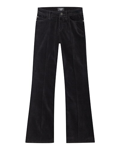 Sammetsbyxa Paris flared carbon svart