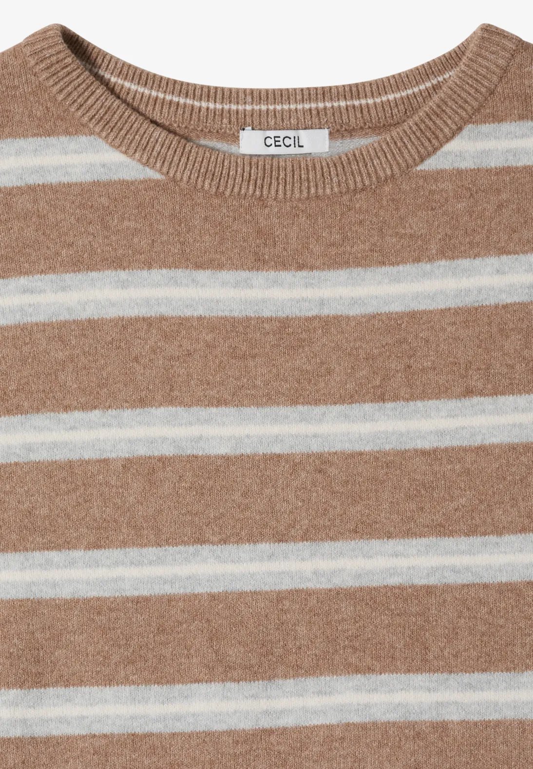 Cosy Striped Boatneck - Creamy Mocha - Cecil - 6