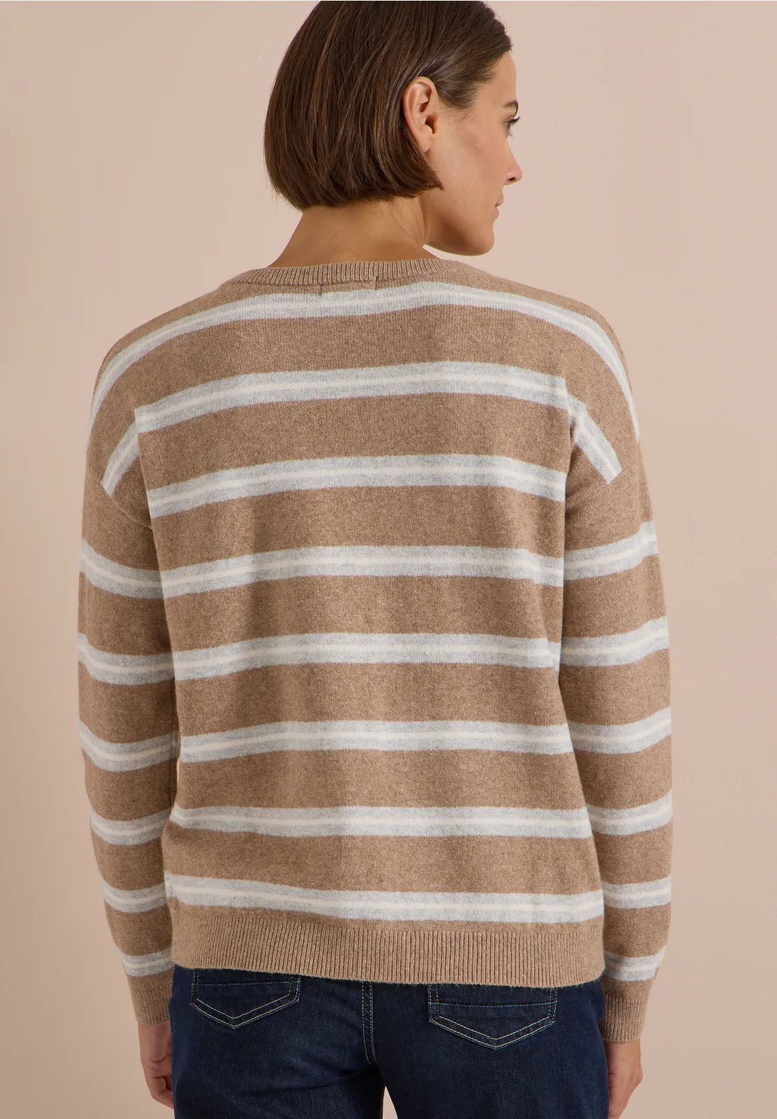 Cosy Striped Boatneck - Creamy Mocha - Cecil - 3
