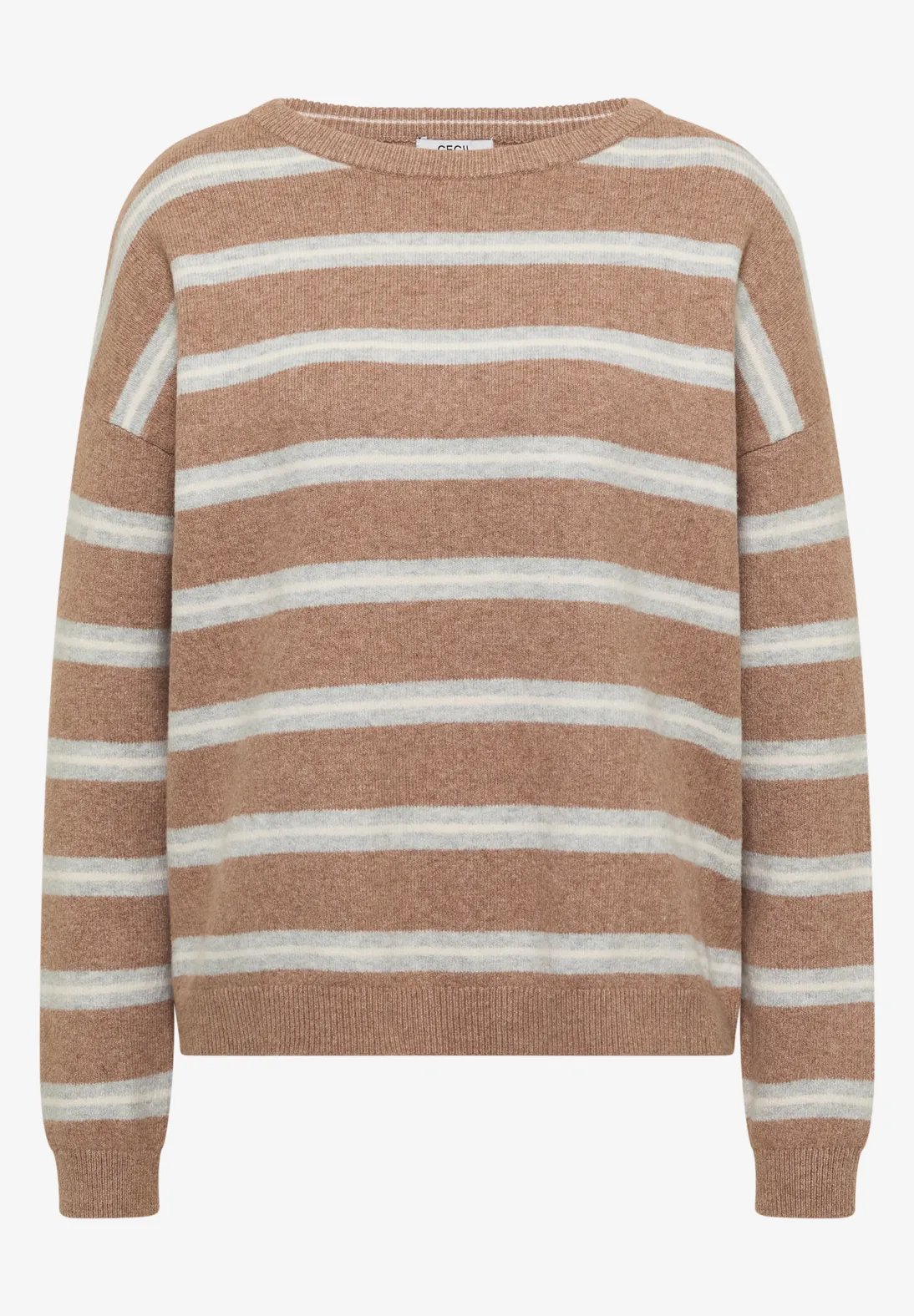Cosy Striped Boatneck - Creamy Mocha - Cecil - 4