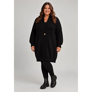 Kofta med knapp, svart 