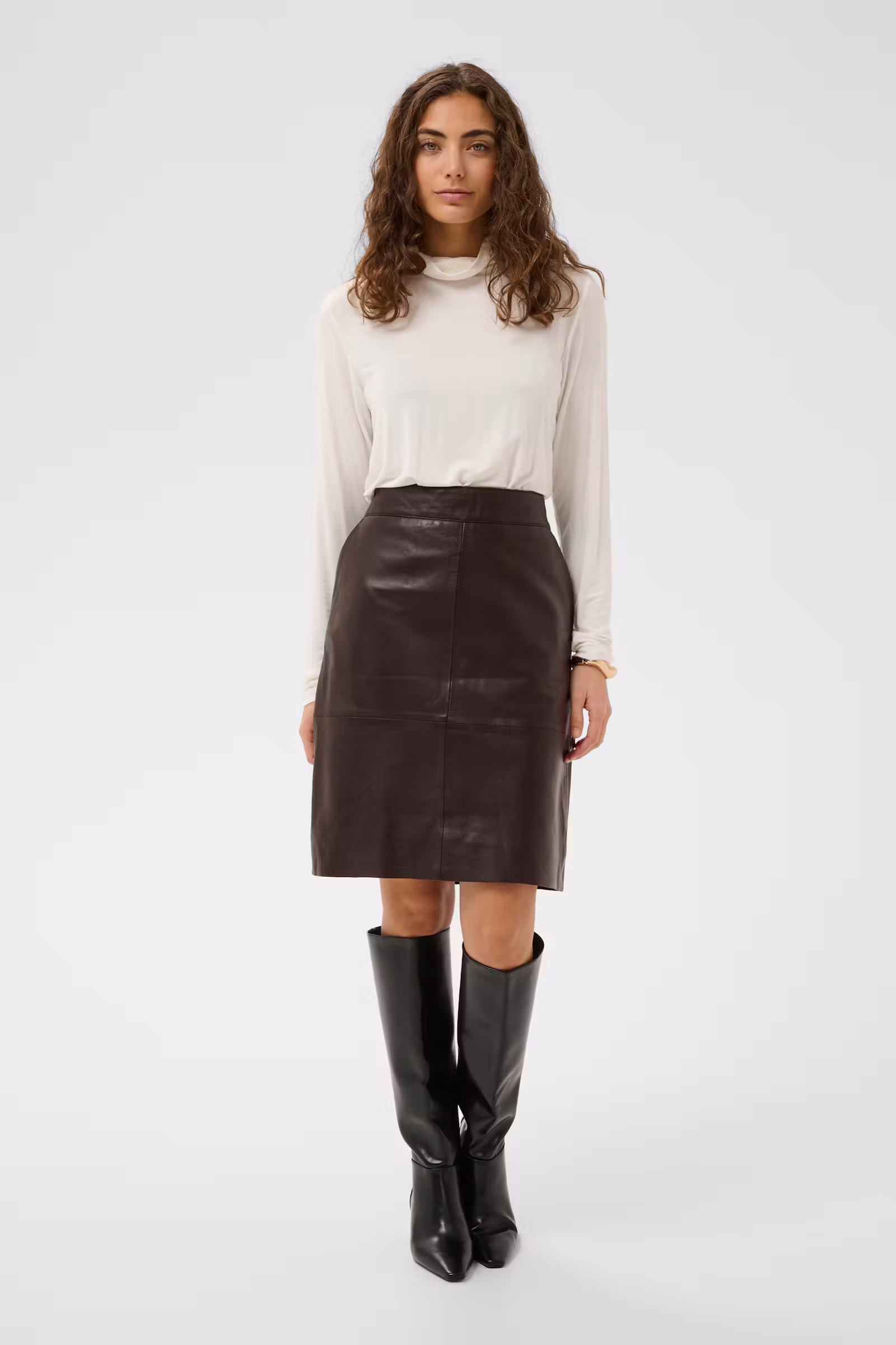 Culture Berta Leather Skirt Coffee Bean - 2