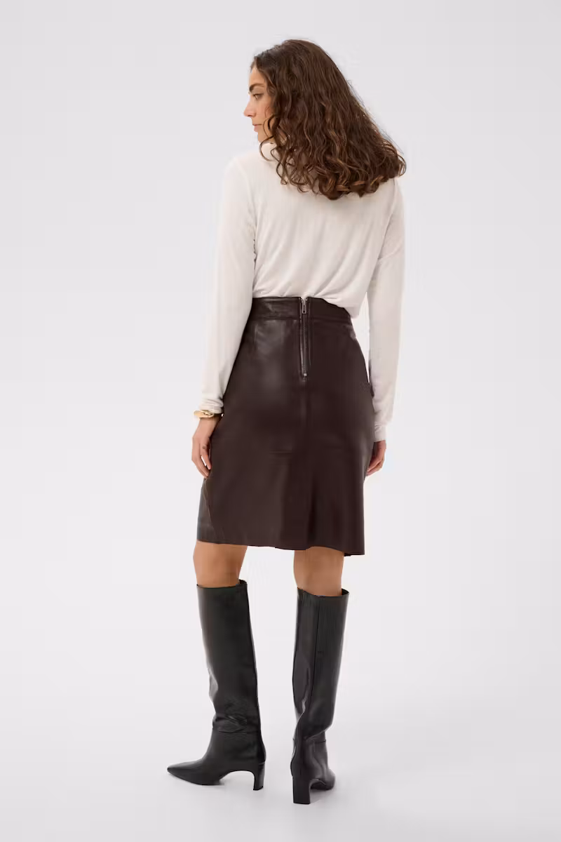 Culture Berta Leather Skirt Coffee Bean - 3