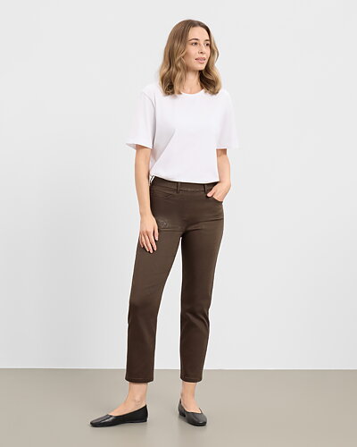 Mirakelbyxa Hannah regular kort blommig brun