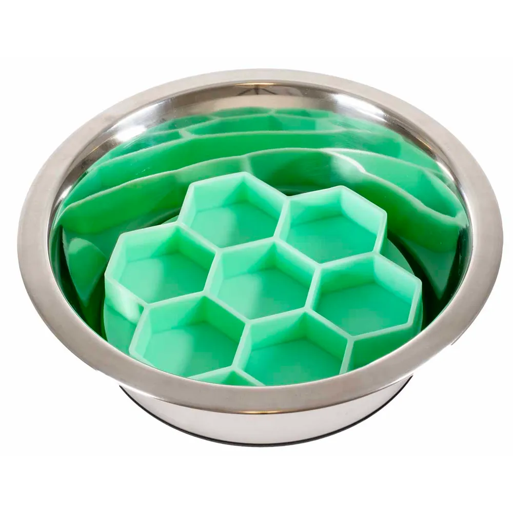 Slow Feeder Bowl Insert Green hexagon 15,7x15cm 