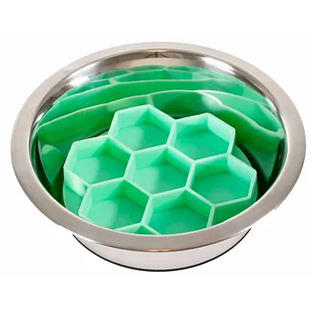 Slow Feeder Bowl Insert Green hexagon 15,7x15cm 