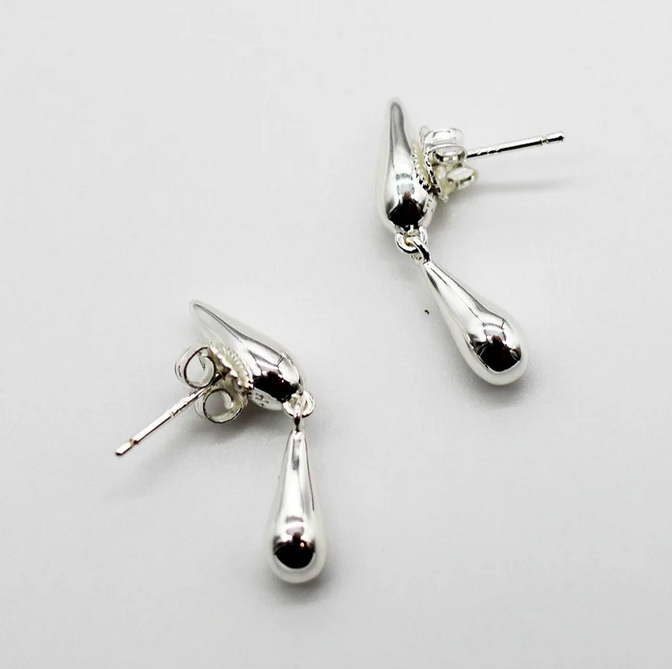 Double Droplet Studs - Silver