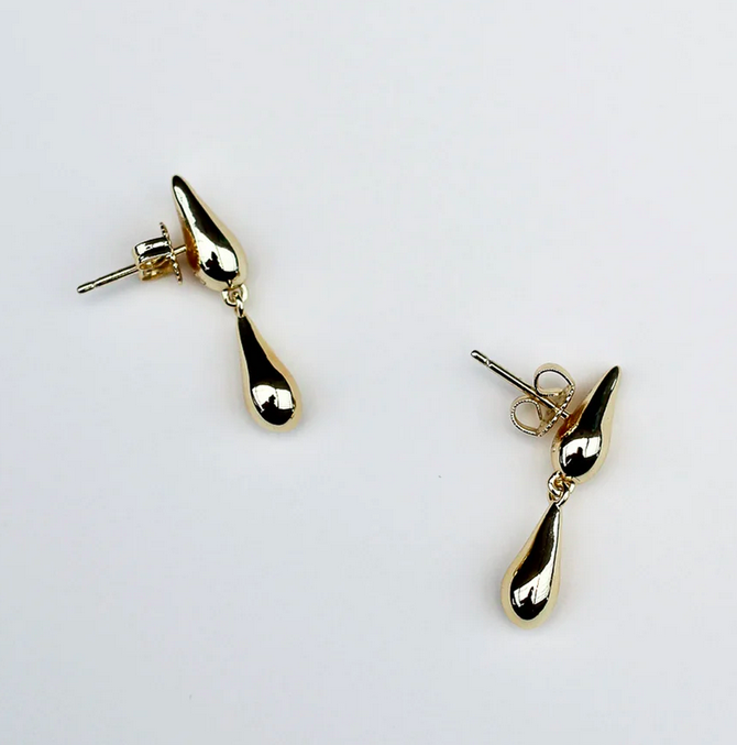 Double Droplet Studs - Guld