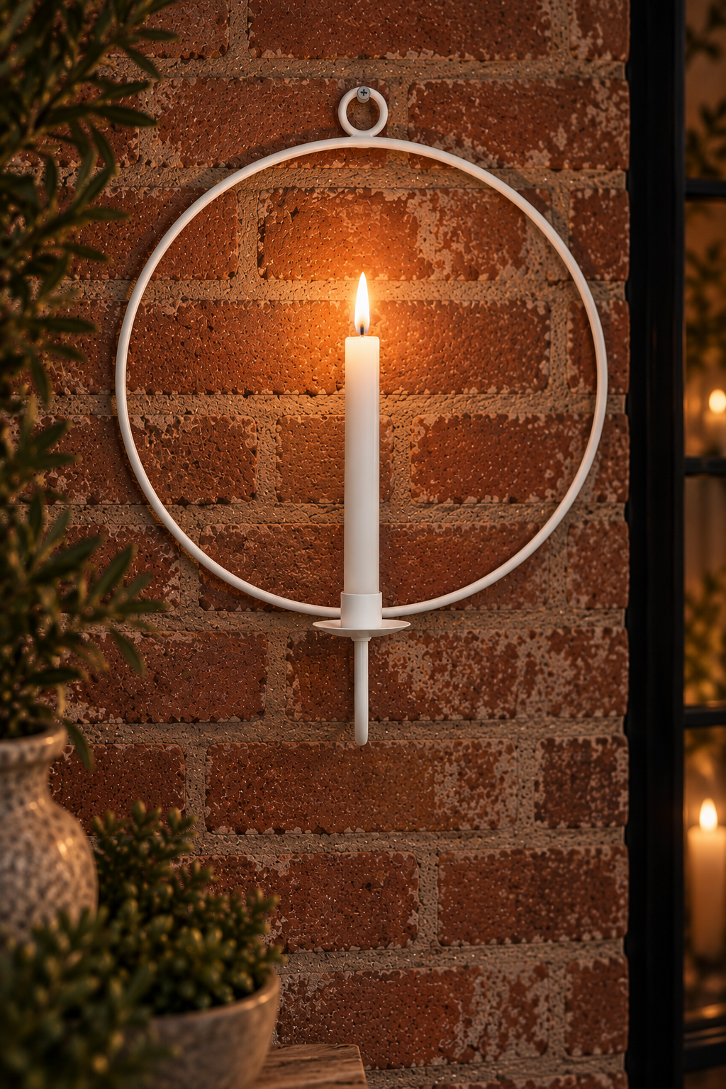 Iron wall candle ring - Wall candle holder White Ø 45 cm - 3