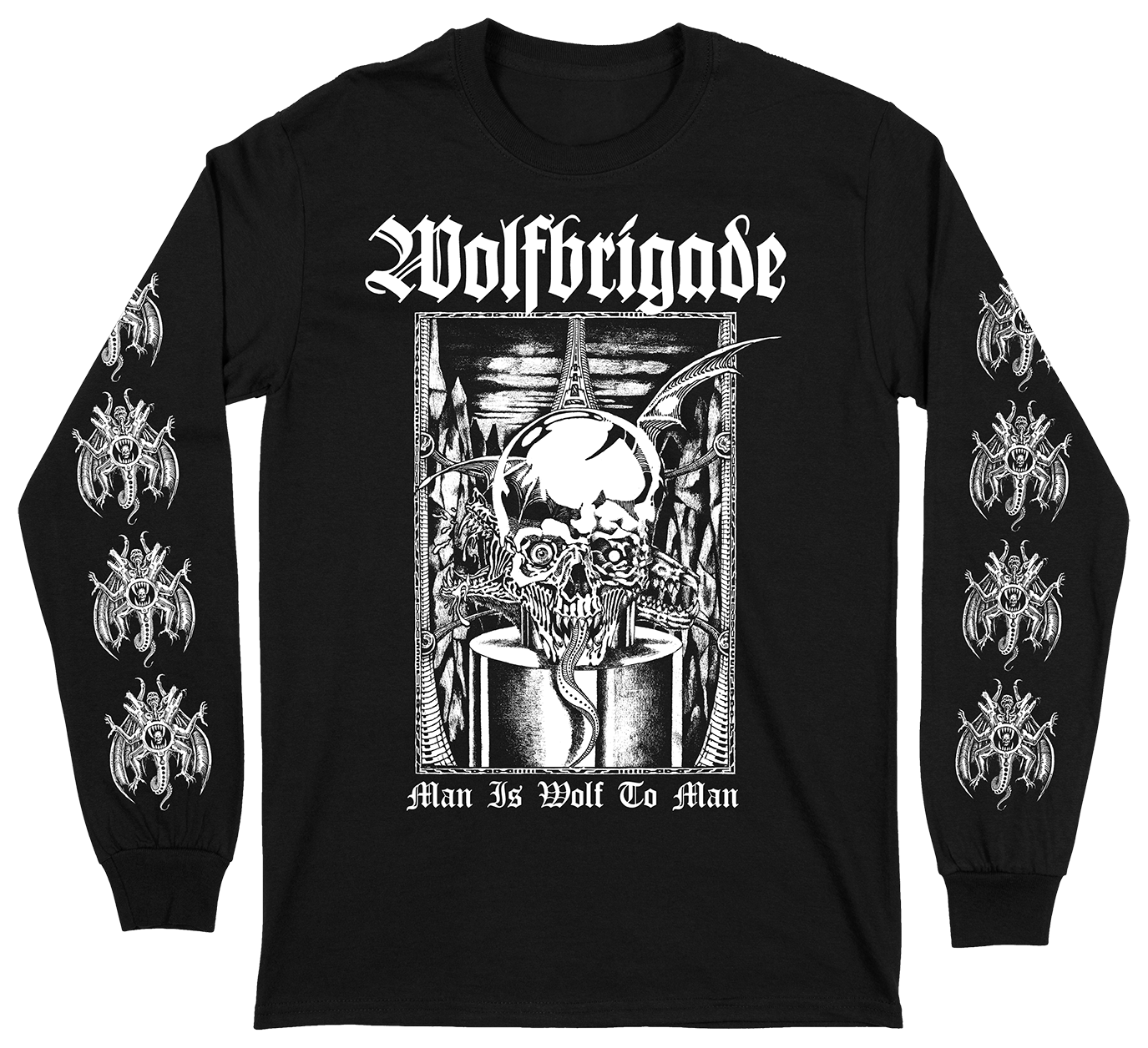 WOLFBRIGADE - Man is Wolf To Man SVART Longsleeve (PRE-ORDER)